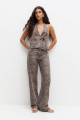 Leopar desenli straight fit pantolon Leopar desenli straight fit pantolon