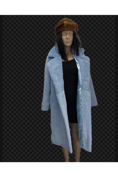 Mavi Peluş Rex Kürk Manto Mavi Peluş Rex Kürk Manto