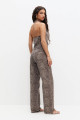 Leopar desenli straight fit pantolon Leopar desenli straight fit pantolon