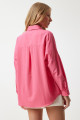 Kadın Pembe Oversize Uzun Basic Gömlek MX00167