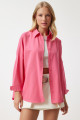 Kadın Pembe Oversize Uzun Basic Gömlek MX00167