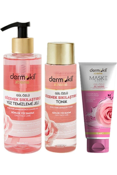Gül Tonik 200 ml + Gül Yüz Temizleme Jeli 300 ml + Gül Maske 75 ml Gül Tonik 200 ml + Gül Yüz Temizleme Jeli 300 ml + Gül Maske 75 ml