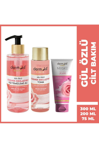 Gül Tonik 200 ml + Gül Yüz Temizleme Jeli 300 ml + Gül Maske 75 ml Gül Tonik 200 ml + Gül Yüz Temizleme Jeli 300 ml + Gül Maske 75 ml