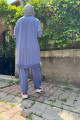 Ribana Detaylı Tunik Pantolon Takım İndigo 4YGSTKM4554 Ribana Detaylı Tunik Pantolon Takım İndigo 4YGSTKM4554