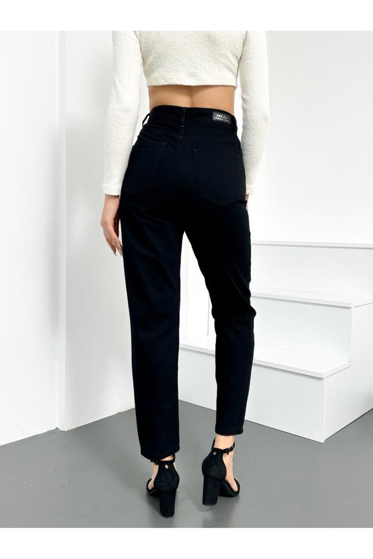 Siyah Kadın Mom Jean Yüksek Bel Likrasız %100 Pamuk Kot Pantolon Anna Model Siyah Kadın Mom Jean Yüksek Bel Likrasız %100 Pamuk Kot Pantolon Anna Model