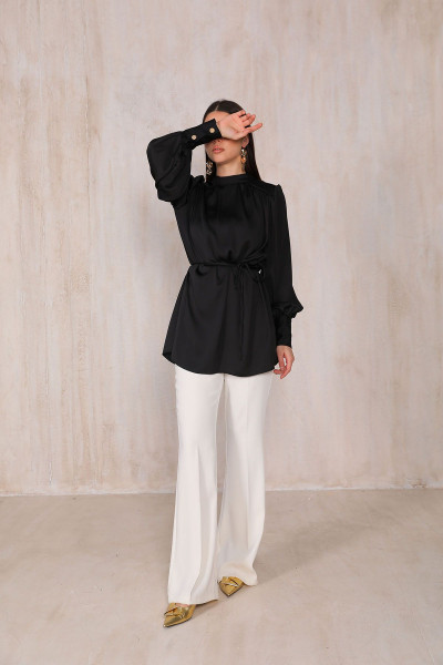 SİYAH Saten Tunik 32-2037 SİYAH Saten Tunik 32-2037