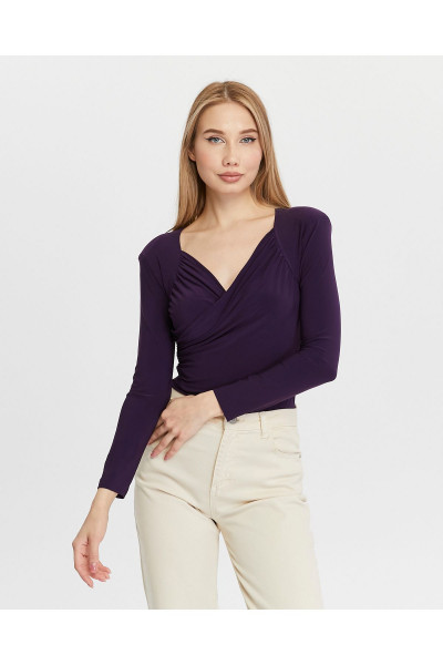 mürdüm v yaka büzgü detaylı alttan çıtçıtlı bluz for777 mürdüm v yaka büzgü detaylı alttan çıtçıtlı bluz for777