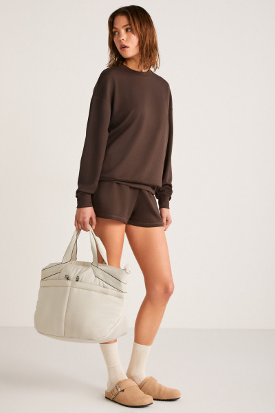 Maısıe Kadın Organik Pamuklu Comfort Fit Bisiklet Yaka Kahverengi Sweatshirt Maısıe Kadın Organik Pamuklu Comfort Fit Bisiklet Yaka Kahverengi Sweatshirt
