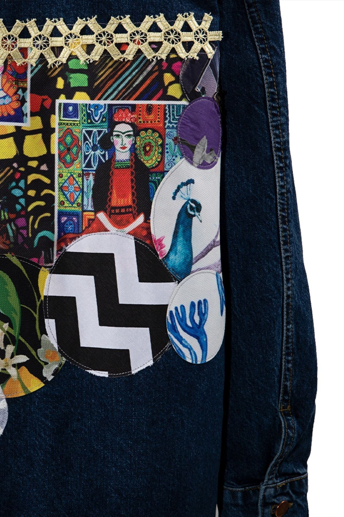 Lacivert Patchli Denim Ceket, Kadın Kot Ceket, Tasarım Denim Ceket Lacivert Patchli Denim Ceket, Kadın Kot Ceket, Tasarım Denim Ceket