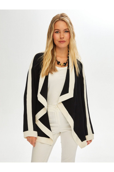 Kendinden Dokulu Renk Bloklu Mendil Form Ceket 68239 Kendinden Dokulu Renk Bloklu Mendil Form Ceket 68239