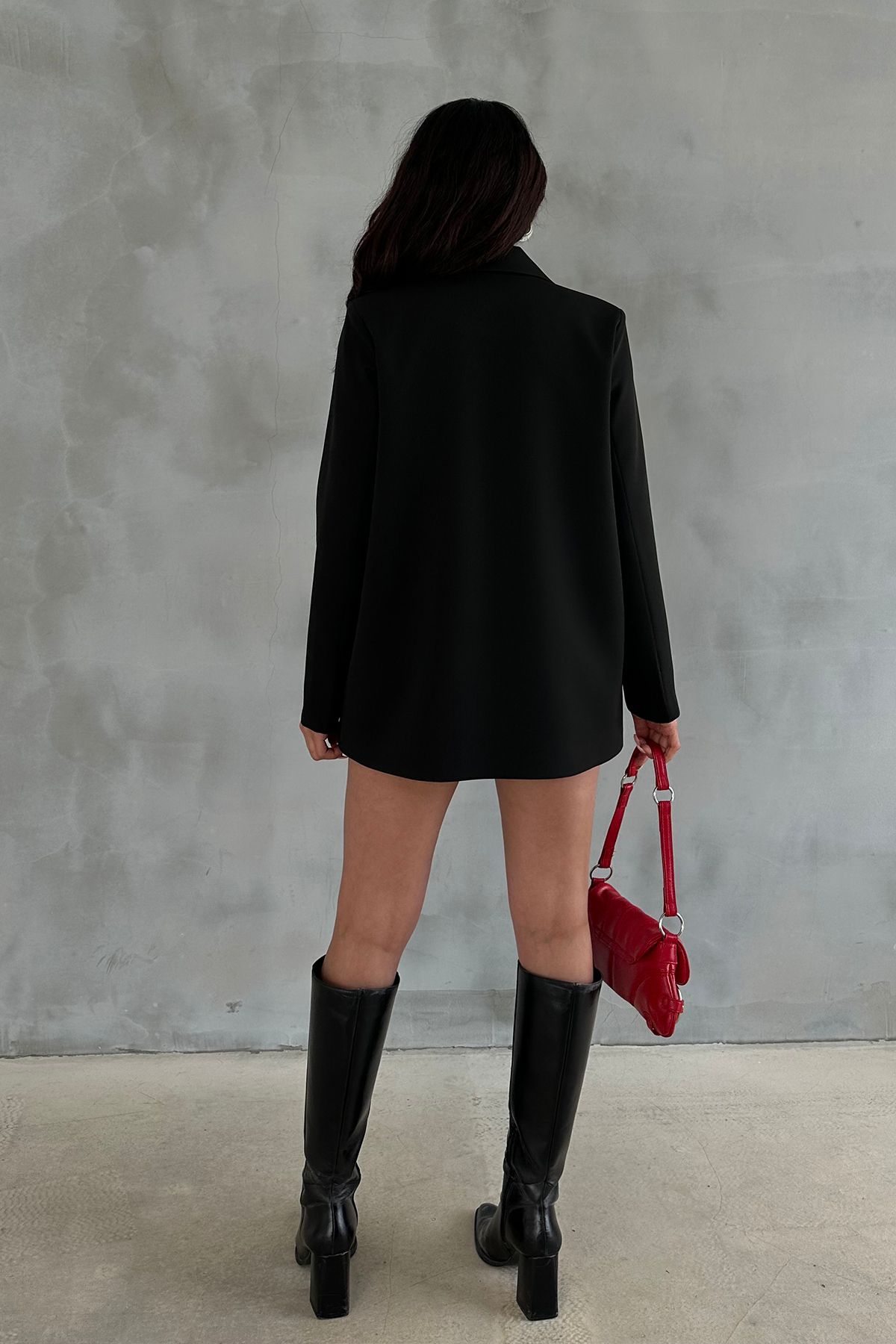 Siyah Çengel Detay Tasarım Blazer Ceket Siyah Çengel Detay Tasarım Blazer Ceket