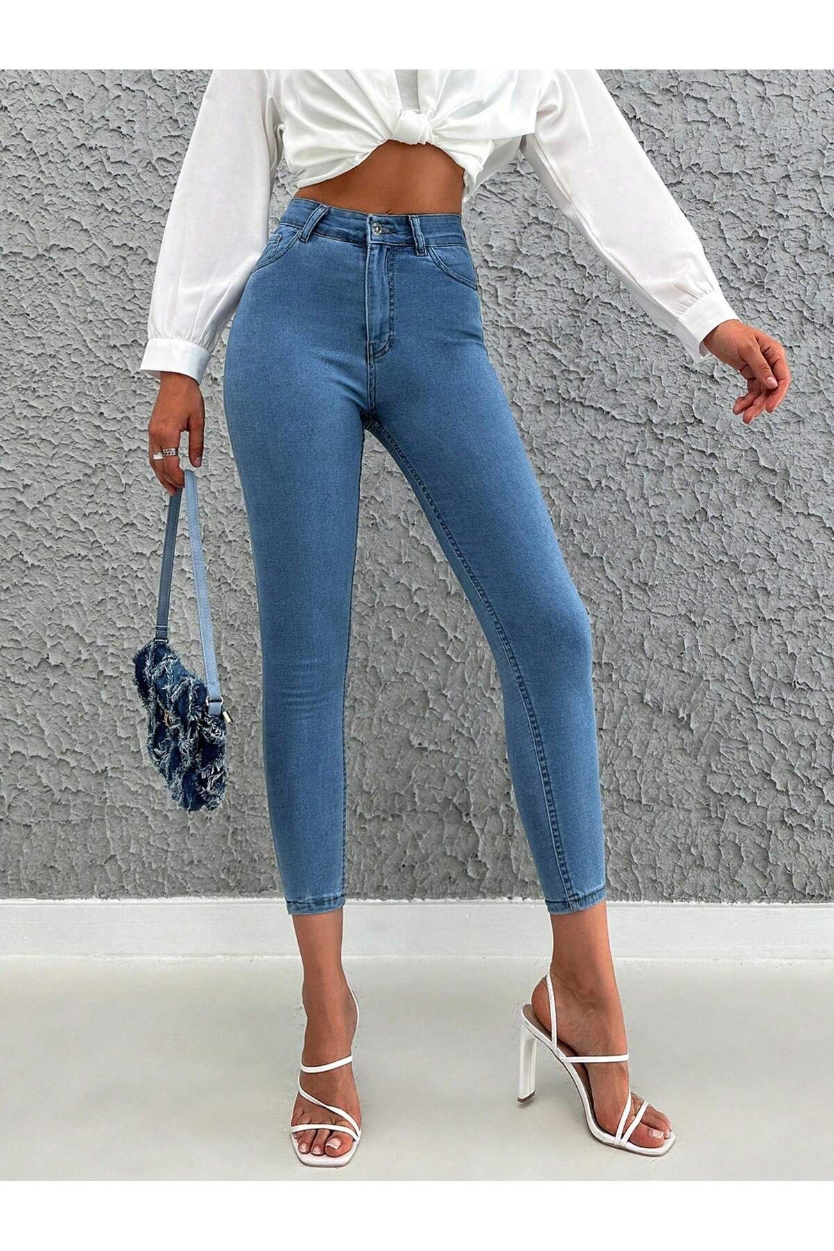 Skinny Jean Likralı Kadın Kot Pantolon Skinny Jean Likralı Kadın Kot Pantolon