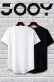 Unisex Siyah Beyaz Oval Kesim Tshirt 2'li Set