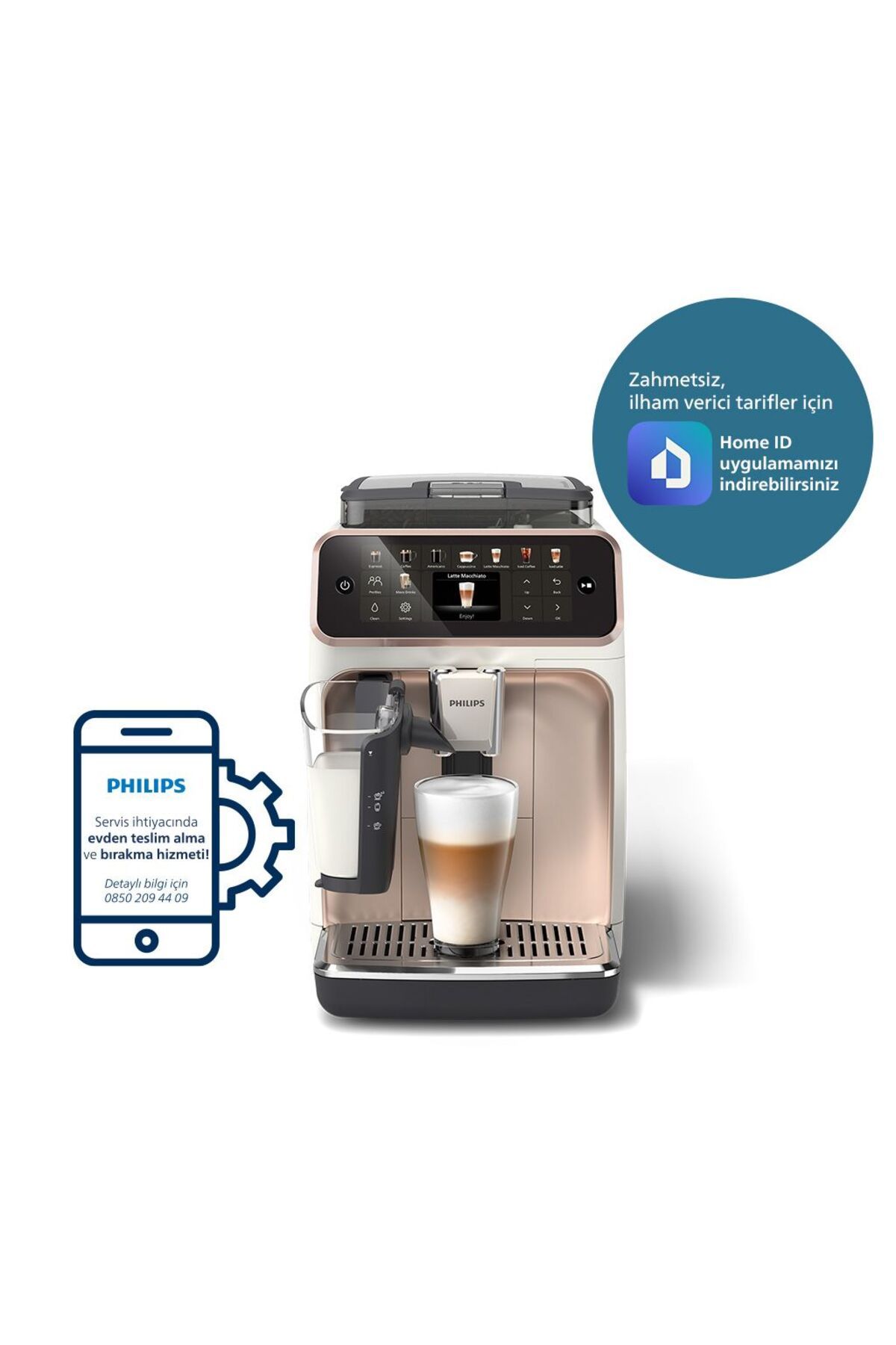 LatteGo Tam Otomatik Espresso Makinesi, 20 Sıcak ve Soğuk İçecek, Silent Brew, EP5543/80 LatteGo Tam Otomatik Espresso Makinesi, 20 Sıcak ve Soğuk İçecek, Silent Brew, EP5543/80