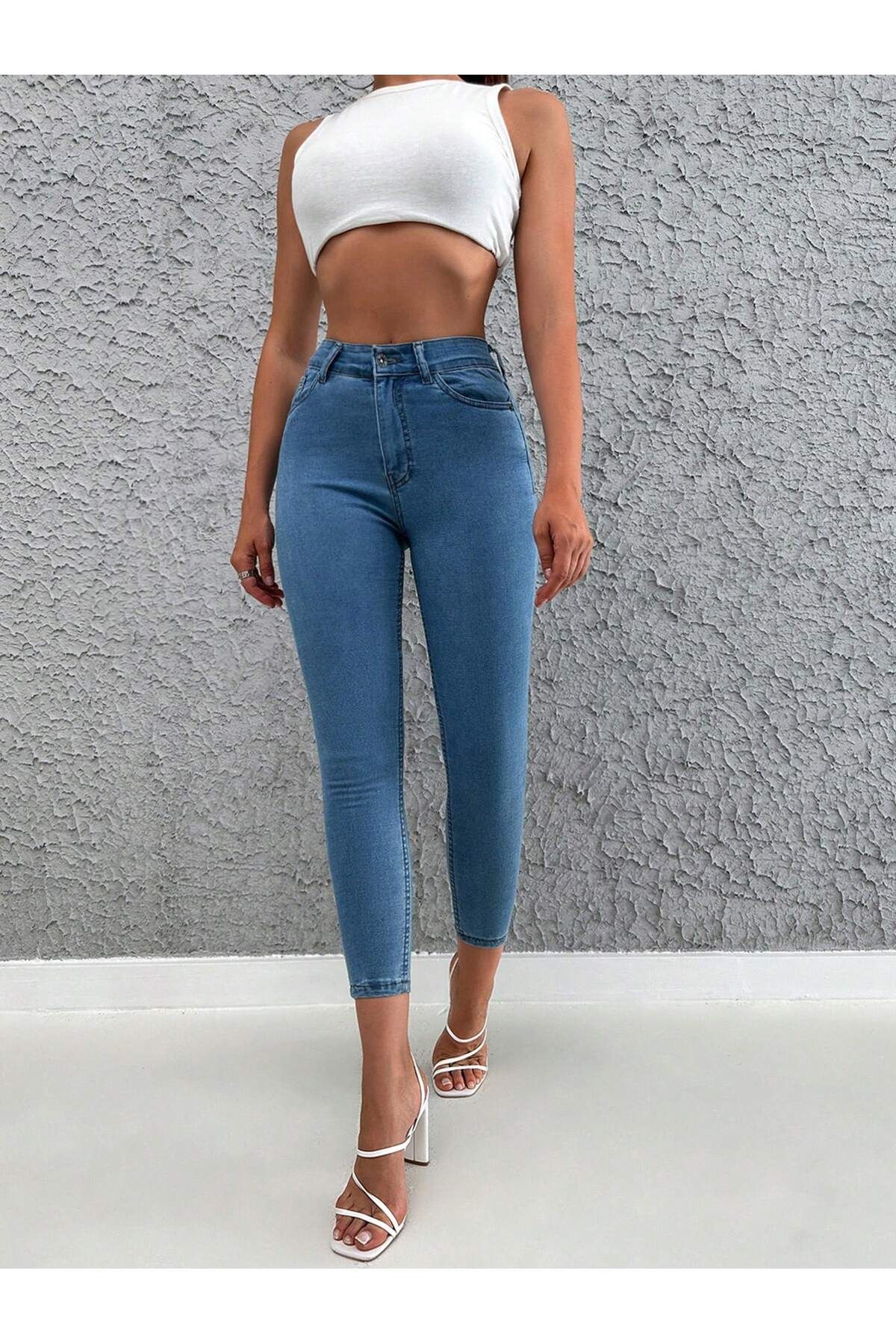 Skinny Jean Likralı Kadın Kot Pantolon Skinny Jean Likralı Kadın Kot Pantolon