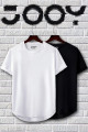 Unisex Siyah Beyaz Oval Kesim Tshirt 2'li Set