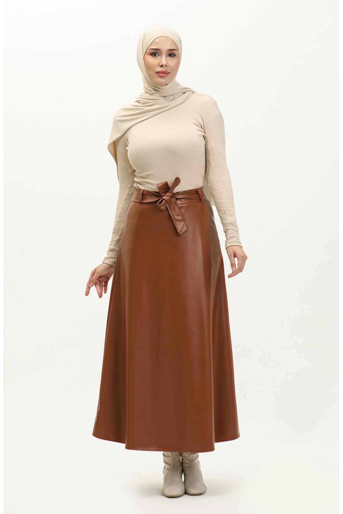 Suni Kloş Etek 24K1020-01 Taba