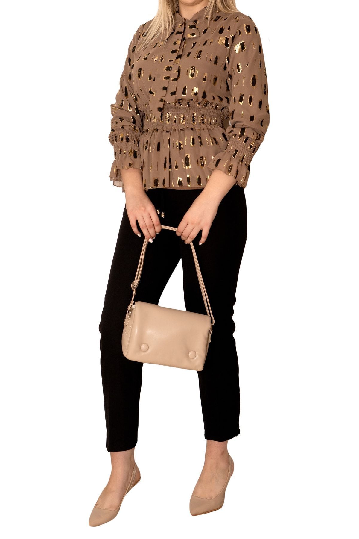 Şifon Gomlek Sim Bel Lastik Şifon Gomlek Sim Bel Lastik