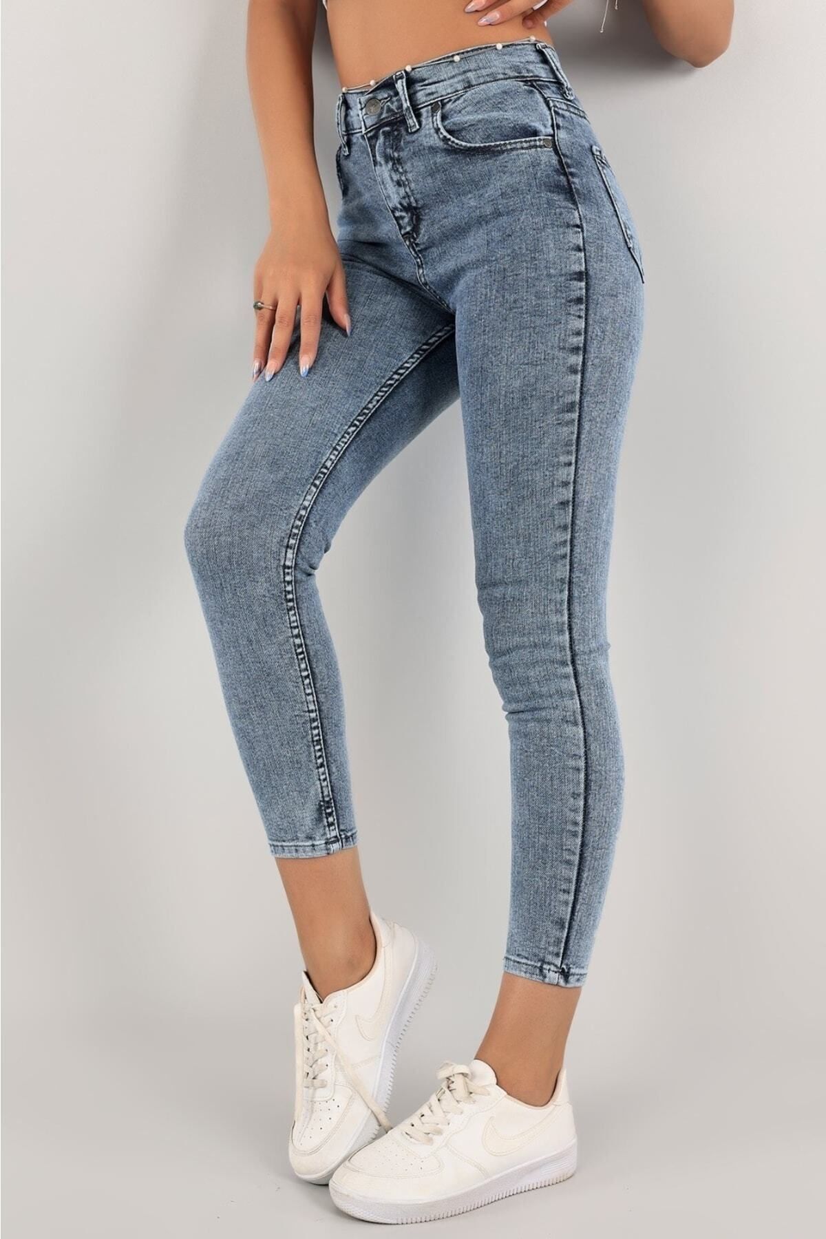 Pena Mavi Kar Yıkama Skinny Jean Kadın Power Likralı Pantolon Pena Mavi Kar Yıkama Skinny Jean Kadın Power Likralı Pantolon