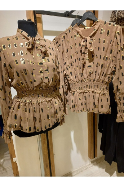 Şifon Gomlek Sim Bel Lastik Şifon Gomlek Sim Bel Lastik