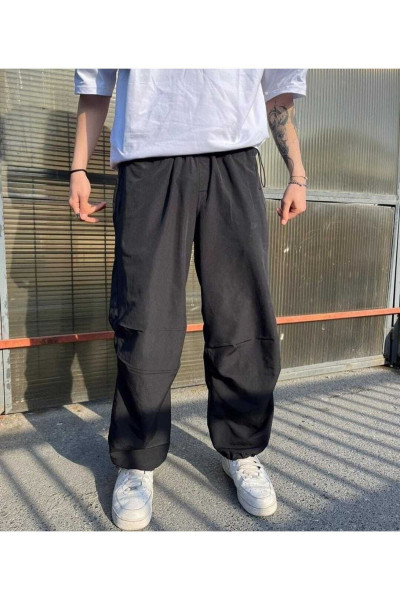 Unisex Siyah Paraşüt Pantolon Unisex Siyah Paraşüt Pantolon
