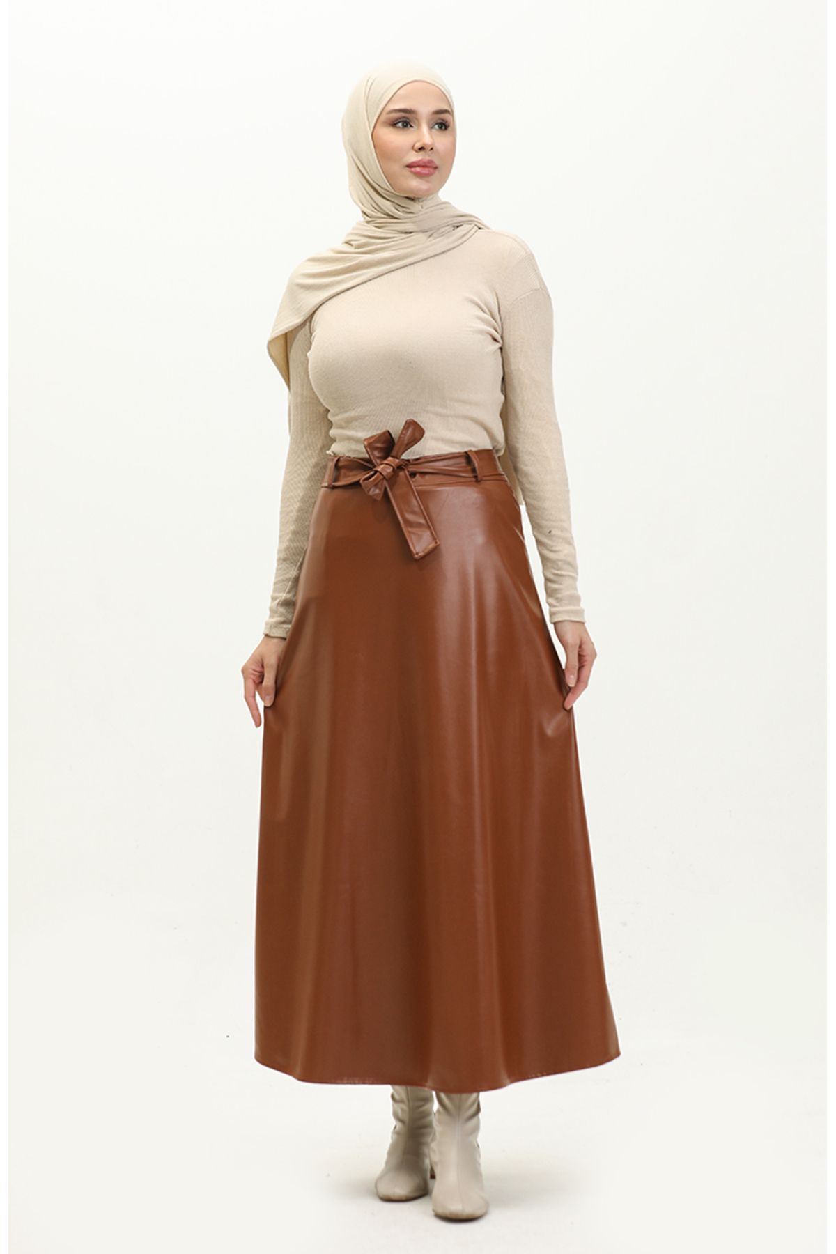 Suni Kloş Etek 24K1020-01 Taba