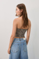Leopar desenli straplez top Leopar desenli straplez top