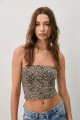 Leopar desenli straplez top Leopar desenli straplez top
