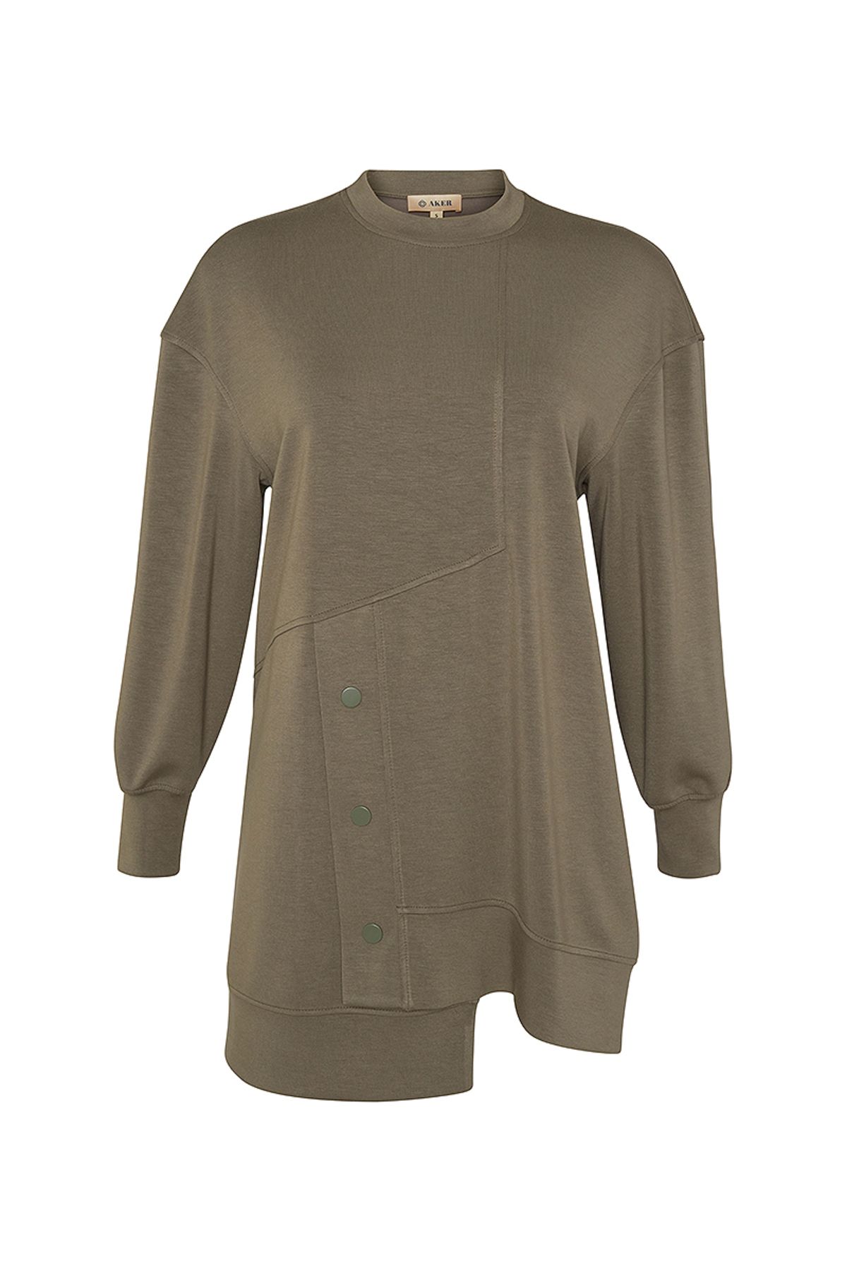 Önü Çıt Çıt Detaylı Örme Sweatshirt Önü Çıt Çıt Detaylı Örme Sweatshirt