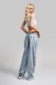 Kadın Snow Kot Rengi Wide Leg Balon Fit Orta Bel Denim Kadın Snow Kot Rengi Wide Leg Balon Fit Orta Bel Denim