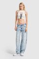 Kadın Snow Kot Rengi Wide Leg Balon Fit Orta Bel Denim Kadın Snow Kot Rengi Wide Leg Balon Fit Orta Bel Denim