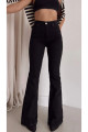 Moda Deniz Yüksek Bel Ispanyol Paça Siyah Flare Jeans Kot Pantolon Moda Deniz Yüksek Bel Ispanyol Paça Siyah Flare Jeans Kot Pantolon