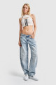 Kadın Snow Kot Rengi Wide Leg Balon Fit Orta Bel Denim Kadın Snow Kot Rengi Wide Leg Balon Fit Orta Bel Denim