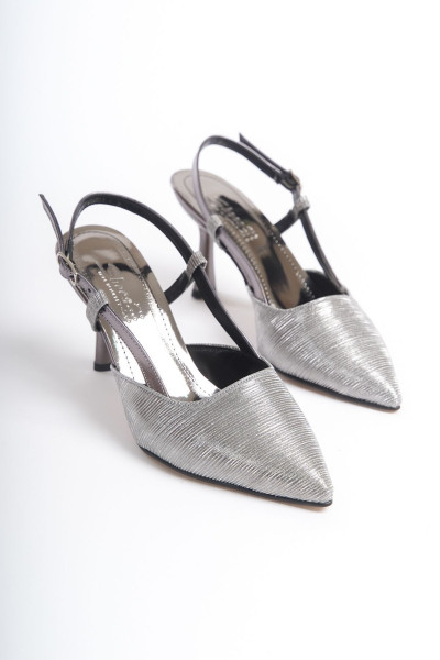 Platin Simli Topuklu Kadın Ayakkabı Lf616 Platin Simli Topuklu Kadın Ayakkabı Lf616