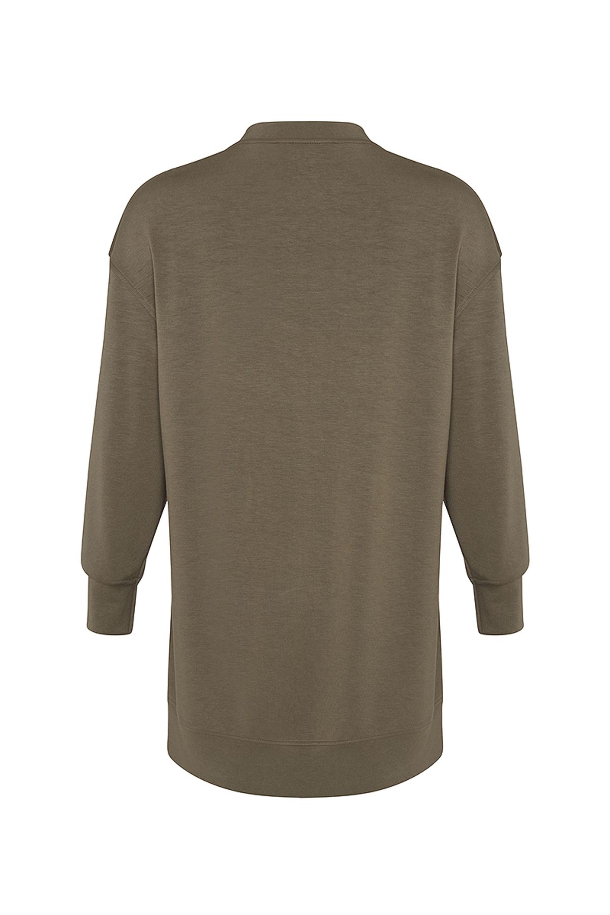 Önü Çıt Çıt Detaylı Örme Sweatshirt Önü Çıt Çıt Detaylı Örme Sweatshirt
