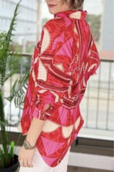 Oversize Şifon Saten Pliseli Gömlek Oversize Şifon Saten Pliseli Gömlek