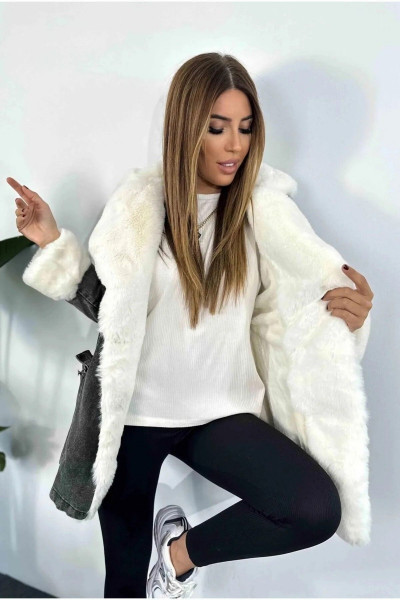 Leksa Uzun Içi Kürklü Kot Mont Yaka Ve Kol Kürklü Uzun Kot Mont Leksa Uzun Içi Kürklü Kot Mont Yaka Ve Kol Kürklü Uzun Kot Mont