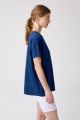 x Melodi Lacivert Oversize Geniş Kalıp Tişört Boyfriend T-Shirt
