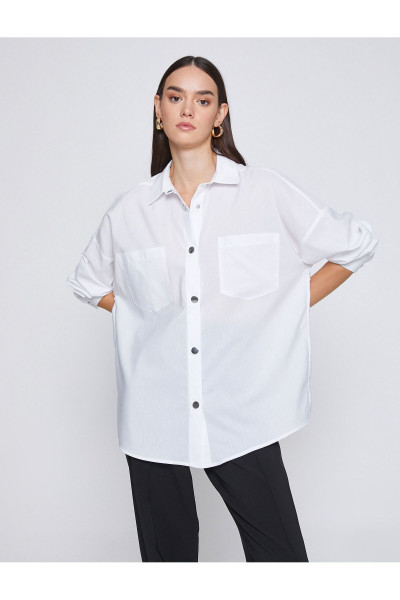 Oversize Gömlek Çıtçıtlı Cepli Oversize Gömlek Çıtçıtlı Cepli