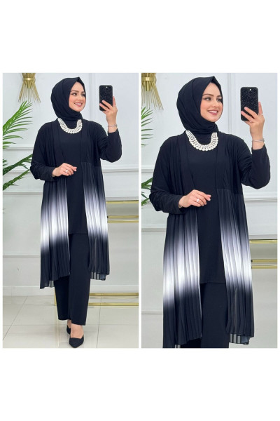 Üçlü Elmas Takım Sandy ve Dijital Baskılı Tül Kumaş Yazlık Tunik Hırka Pantolon Set ST2179 Üçlü Elmas Takım Sandy ve Dijital Baskılı Tül Kumaş Yazlık Tunik Hırka Pantolon Set ST2179