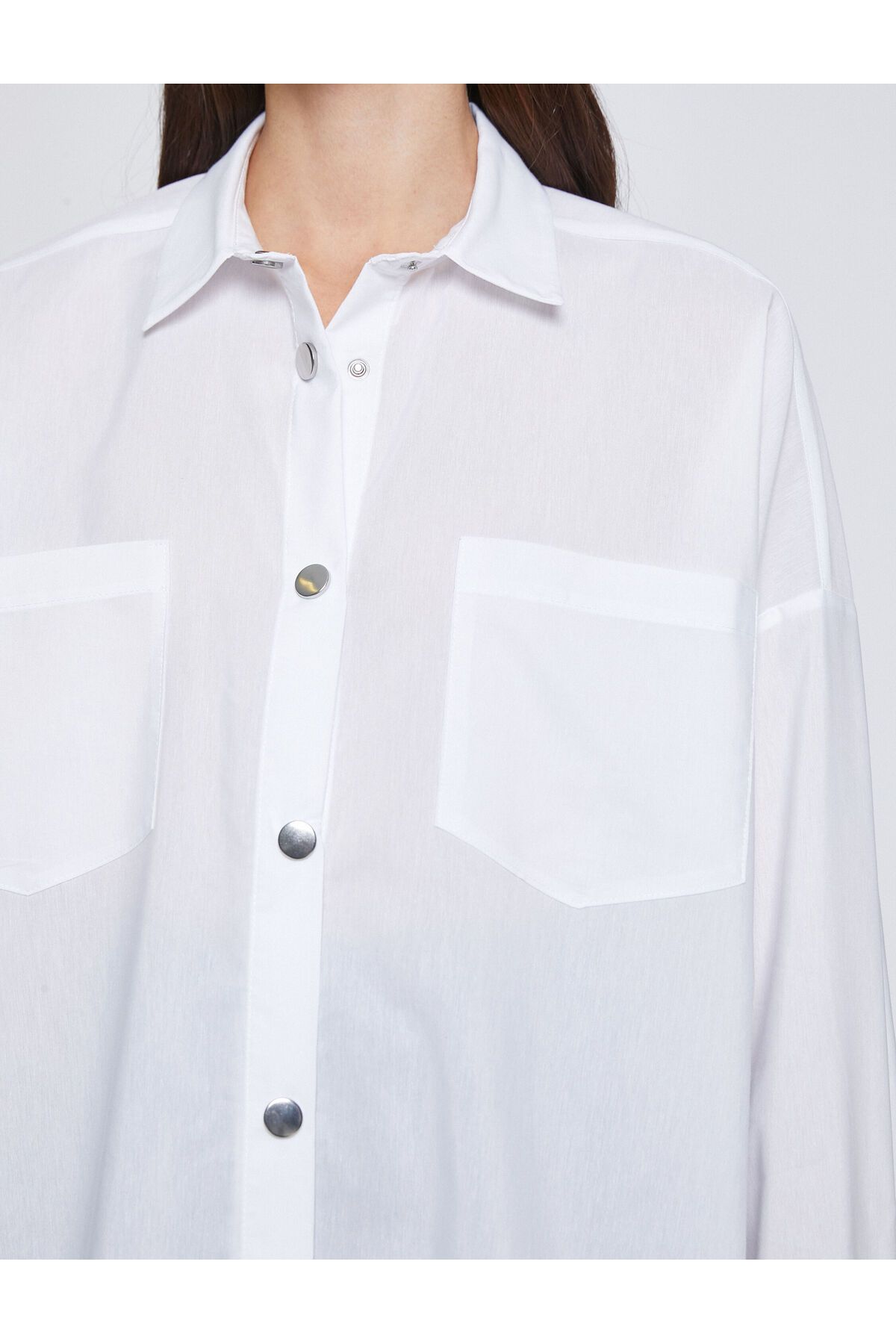 Oversize Gömlek Çıtçıtlı Cepli Oversize Gömlek Çıtçıtlı Cepli