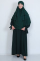 Kol Bağcıklı Robalı Elbise ve 3 Katlı Sufle Hijab Tesettür Takım