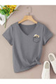 V Yaka Basic Çiçek Baskılı Pamuklu Tshirt (normal Kalıp) V Yaka Basic Çiçek Baskılı Pamuklu Tshirt (normal Kalıp)