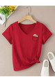 V Yaka Basic Çiçek Baskılı Pamuklu Tshirt (NORMAL KALIP) V Yaka Basic Çiçek Baskılı Pamuklu Tshirt (NORMAL KALIP)