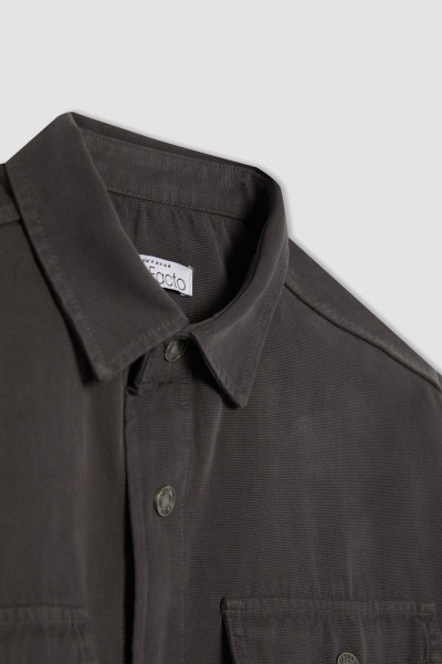 Relax Fit Polo Yaka Çıtçıt Kapamalı Cepli Kanvas Gömlek Ceket A8182ax23wn Relax Fit Polo Yaka Çıtçıt Kapamalı Cepli Kanvas Gömlek Ceket A8182ax23wn