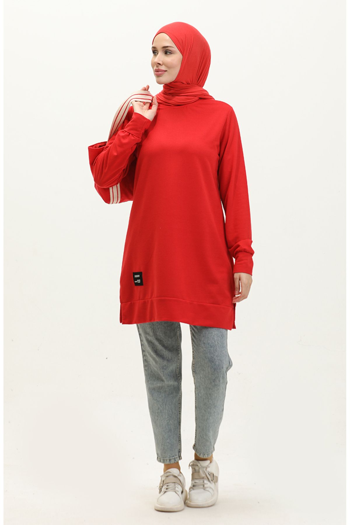 Yırtmaç Detaylı Spor Tunik 0269-05 Bordo Yırtmaç Detaylı Spor Tunik 0269-05 Bordo
