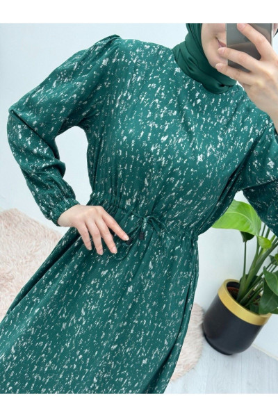 Kırçıllı Belden Büzgülü Elbise Kırçıllı Belden Büzgülü Elbise