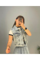Mavi Crop Yelek Denim Ceket Mavi Crop Yelek Denim Ceket
