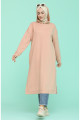 Kapüşonlu Spor Tunik 3007-04 Pudra Kapüşonlu Spor Tunik 3007-04 Pudra