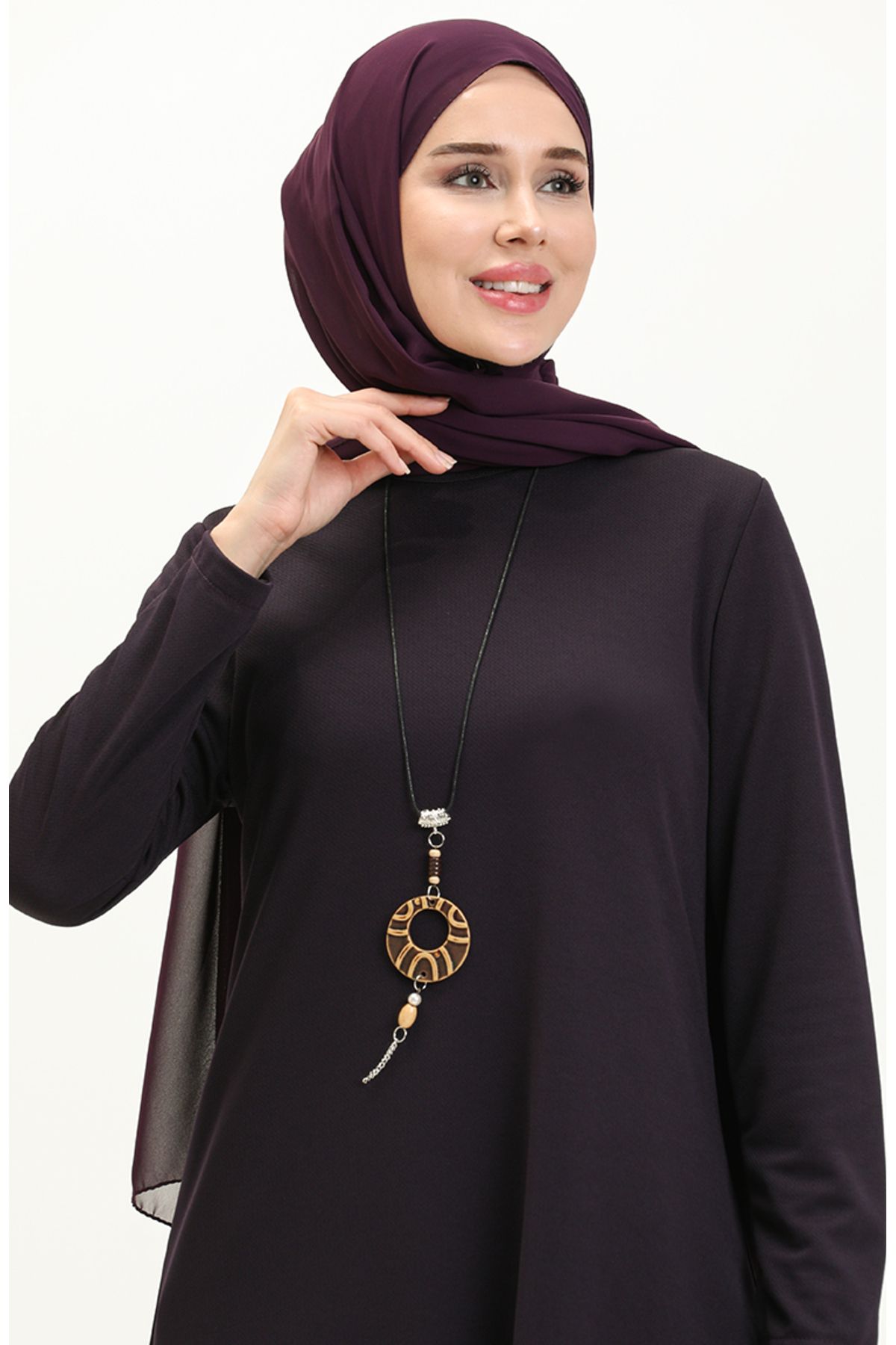Kolyeli Tunik 2323-07 Mor Kolyeli Tunik 2323-07 Mor
